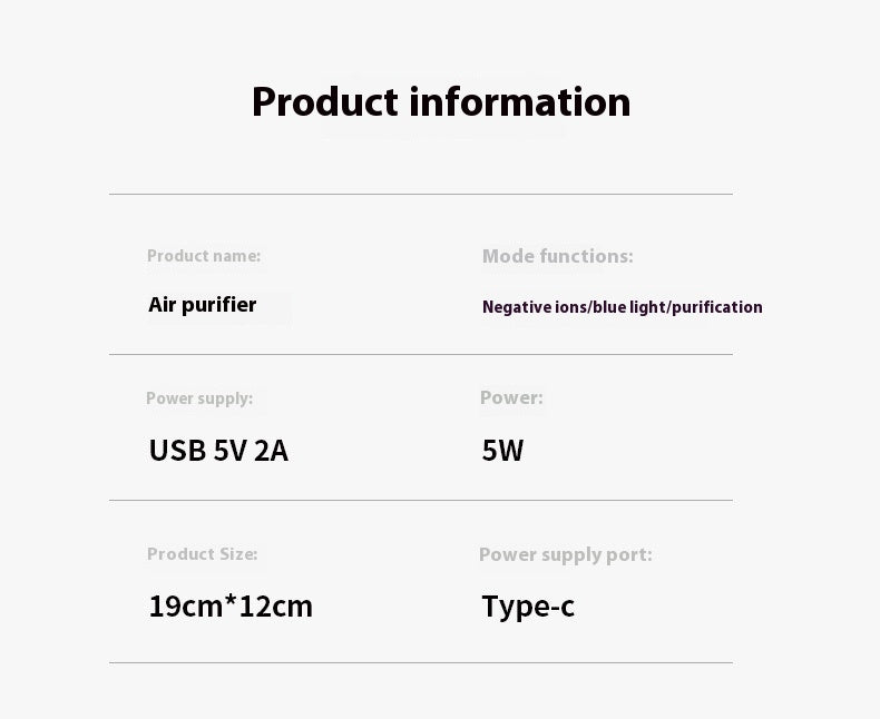 Purificateur d'air portable & aromathérapie